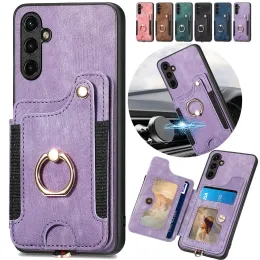 Plånboksläder telefonfodral för Samsung Galaxy A54 A14 A34 A23 A33 A53 A52 Card Pocket med ringhållare Kickstand Back Cover S23 Ultra S22 S21 S20