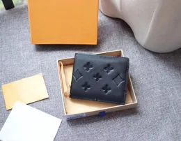 Luksusowy skórzany portfel w kratę luksusowy męski portfel damski portfel designerski z pudełkiem 60895