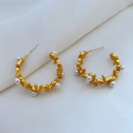 Hoop & Huggie Real 18K Gold Plated Pearl Starfish Earrings Jewelries Letter wedding gift factory wholesale With dust bag