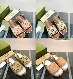 2022 Fashion Women Sandals Luxury Designer Women's Colored Canvas Letters High Heel Platform Casual Sandals