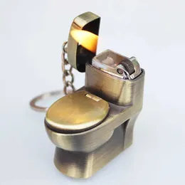 Lighters Creative Compact Toilet No Gas Lighter Key Chain Butane Smoke Inflated Bowl Bar Metal Funny Toys