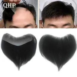 Erkek çocuk perukları düz erkekler toupee v stil frontal tüylü% 100 insan saçları erkek kılcal protez tam cilt saç parçası peruğu 231109