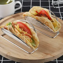 Mexikanska pannkaka rack Restaurang Rostfritt stål Taco förvaringshållare Pizza Display Stand Spring Roll Food Rack Kitchen Gadgets Q706