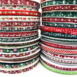 Cadeaupapier 5 Yards 10mm Kerstlint Gedrukt Grosgrain Linten voor Cadeaupapier Bruiloft Decoratie Haarelastiekjes DIY 231110