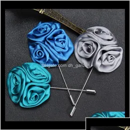 Pins Brooches Pins Jewelry Mixed 15 Colors Rose Flower Ball Lapel Handmade Boutonniere Stick Cor For Party Gentle Drop Deliv Dhlri