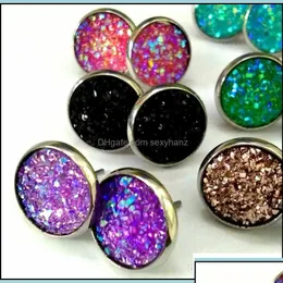 Stud Earrings Jewelry Cute Colorf Druzy Eardrop Earring Mti Colors Drop Delivery 2021 Xhucb Dhcwy