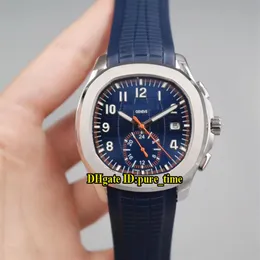 11 Style Nowa data Aquanaut 5968a-1 Blue Dial Automatyczne męskie zegarek 316L stalowa obudowa niebieska guma