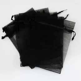 Geschenkpapier, 50 Stück, schwarze Organzabeutel, 30 x 40 cm, großer Beutel mit Kordelzug, Partyzubehör, Schmuck, Kosmetik, Boutique-Verpackung