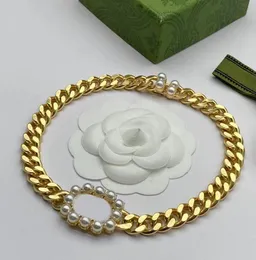 Gargantilha de pérola colares designer para mulher cubana link corrente de aço inoxidável jóias mulher g carta ouro prata diamante correntes jóias natal senhora menina presente