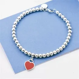 Designer di lusso Bracciale Love Heart Bracciale con ciondoli da donna Trend moda braccialetti con perline da 4 mm di alta qualità boutique per amante Gioielli regalo fidanzata Etichetta blu smaltata