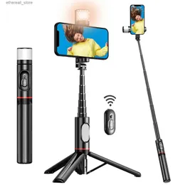 Selfie Monopods Selfie Stick Tripod with 360 Rotatable Fill Light Reinforced Stable Tripod Extendable Portable Aluminum Selfie Stick Q231110