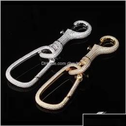 Keychains Lanyards Fashion Drop Delivery 2021 Luxury Designer Jewelry Keychain Iced Out Bling Diamond Chain Hip Hop Key Ring Men A Dh9Tv