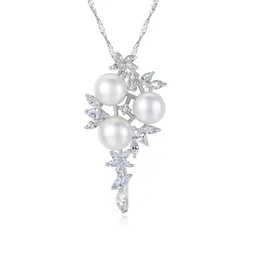 Micro Set z cyrkon kwiat Pearl Pendant Naszyjnik Biżuteria Europejska moda S925 Srebrny skręcony naszyjnik na damskie przyjęcie weselne Walentynki Gift SPC