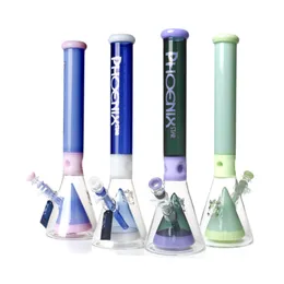 Phoenix 18 Inches Double Beaker Bongs Big Smoking Bong 7mm Thickness High Level Mixed Color Heavy Tall Glass Water Pipes Hookah With Bowl