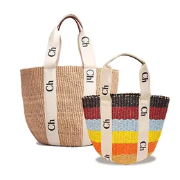 Słomka Raffia Woody Bucket Weave Beach Bag damska mysza moda luksusowe designerskie torby sprzęgła torebka portfela torebka crossbody duża pojemność torba na ramię