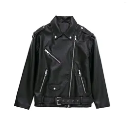 Skóra damska chaquetas de cuero mujer damska czarna kurtka pu płaszcz streetwear stał się faux veste noir przycięte ins