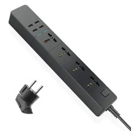 WiFi Smart Power Strip Universal Plug 18/M/30m/50m مع Alexa Googlehome Multi 4 AC Socket 4 USB Contro UK/EU/US/AU Monitor PO JRXT