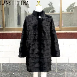 Women's Fur Faux Russian Woman 100 Real Mink Coat Genuine Leather Winter Warm Natural Jacket Long Sleeve Standup collar 231109
