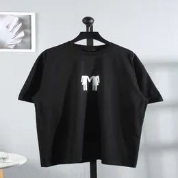 Designer-T-Shirt für Damen T-Shirt mit hoher Version und Familienärmeln, die Händchen halten, mit Duo-Karikaturmuster-Flaggendruck
