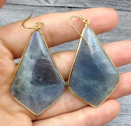 Dangle Küpe YA2501 5 EVERLE DOĞAL LABRADORITE TAŞ BOOK 53X31X4mm