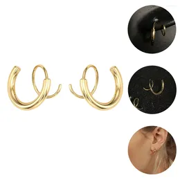 Hoop Earrings 2 Pcs Spiral Double Ornament Twisting Fashion Metal Earring Copper Miss