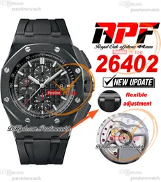 APF 44mm 26402 A3126 Automatic Chronograph Mens Watch All Ceramic Black Stick Textured Dial Rubber Super Version Strap Exclusive Technology Puretimewatch