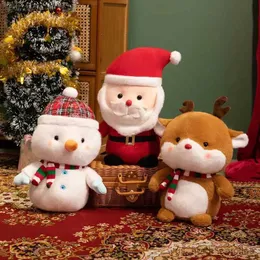 Stuffed Plush Animals 25/38cm Cute Santa Snowman Reindeer Plush Toy Christmas Atmosphere Decoration Christmas Gifts