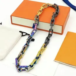 Kubanska kedjor för män designer halsband guld smycken l brev orange färg kedja rostfritt stål smycken designers julfest mans gåvor