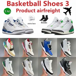 Tasarımcı Ayakkabı 3 Basketbol Ayakkabıları Jumpman 3S Kardinal Kırmızı Koyu Iris Muslin Racer Mavi Çam Yeşil Serin Gri Fragman UNC Lazer Turuncu Georgetown Erkek Kadın Eğitmenler