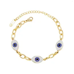 Braceletas Charm Gold Chaped Evil of Eye Chains Pulsera para mujeres Color azul Cristal Lucky Demon Party Jewellry 2023
