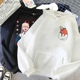 Herrtröjor tröjor 2022 Nya Japan anime motorsåg man hoodies män/kvinnliga tröjor tecknad pochita grafisk streetwear långärmad gotiska tröjor q231110