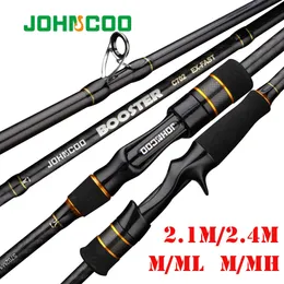 Varas de pesca para barco Vara de pesca ex-rápida 2.1m 2.4m Vara de carbono ML / M 2 pontas 5-28g Vara giratória Fundição leve Vara de jigging 2 seções Johncoo booster 231109