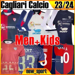 23 24 Cagliari Calcio Retro Soccer Jerseys Christmas Zola Gobbi 2003 04 05 Joao Pedro Godin Nandez Centenary Men Kids Kit Socks Full Set Football Shirts Size S-XXL