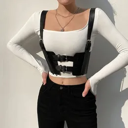 Kemerler Modu Riem Verstelbare Gesp Zwart Yüksek Kaliteli Düz Renk PU Dames Corset Meisje Punk Straat Accessoires