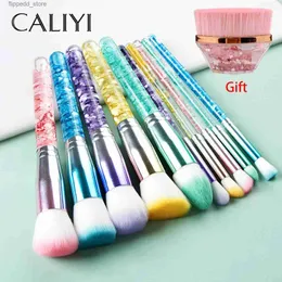 Pincéis de maquiagem CALIYI 11PCS Liquid Quicksand Makeup Brushes Set Kit Foundation Powder Blush Concealer Eye Shadow Lip Make Up Ferramentas cosméticas Q231110