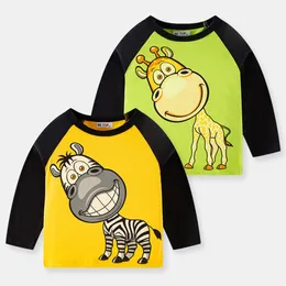 T-shirts Tuonxy Boy Children's T-shirts Autumn Cartoon Cute Donkey Pattern Shirts Casual Crew Neck For Long Sleeve Top Baby Clothes 2-9y 230410