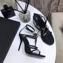 Designer Sandaler Women High Heels Metal Letters Sandal Classic SL Pumpar Öppen tå stiletto häl Brandklänningskor 2023