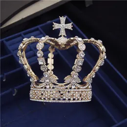 Pannband barock underbara strass kors krona charm diadem brud bröllop huvud smycken prom fest hår tiaras ornament 231102