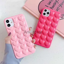 Custodie per cellulari Moda 3D Love Heart Custodia per telefono per iPhone 11 Pro 12 Pro Max Mini XS Max XR X 7 8 Plus SE 2020 Cover posteriore morbida in TPU color caramella J231110