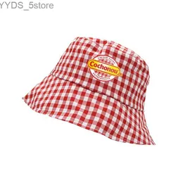 Sombreros de ala ancha Sombreros de cubo Hermosos sombreros Cochonou Bob Sombreros de cubo a cuadros rojos para hombres Mujeres Unisex Transpirable al aire libre Sombrero para el sol Gorras de Panamá Sombreros de pescador YQ231110