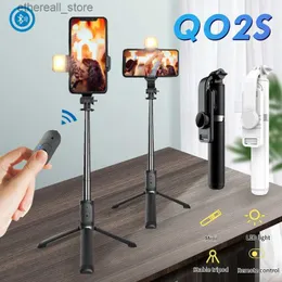 Selfie Monopods bezprzewodowy Bluetooth Telescopic Mini Selfie Stripy Statood na iOS Android z migawką pilotem 360 obrotowy uchwyt Q231110