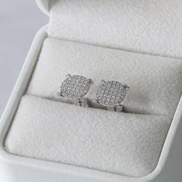 Paston Fine Pave Melee Stone VVS Diamond Consring Studs Daily Moissanite Jewelry for Women Sier