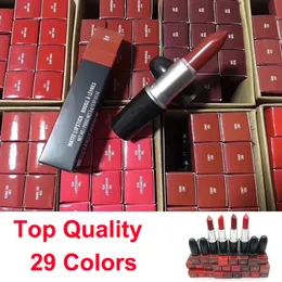 Top Retro Matte Lippenstift Aluminiumtube 29 Farben Frost Sexy Lippenstifte Rouge a Levres 3g Ruby Woo Russian Red Lips Cosmetics