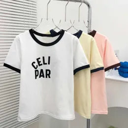 Camiseta feminina de designer de luxo 2023 verão alta edição SE família solta simples carta versátil manga gola redonda camiseta