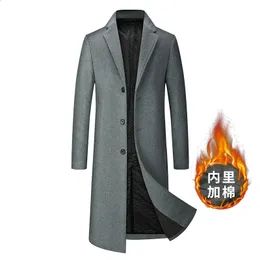 Mélanges de laine pour hommes manteau en laine pour hommes automne et hiver jeunes et d'âge moyen Long Trench-Coat au-dessus du genou manteau tendance de la mode hommes 231109