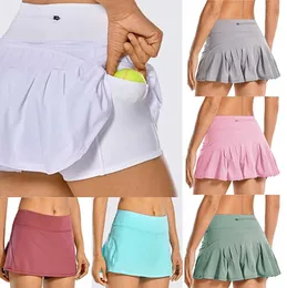 Lulus kjolar kvinnors shorts sport mitt midja veckad tennis golf kjol bakficka dragkedja kläder mini kvinnlig sommar hög kvalitet billig grossist lulus