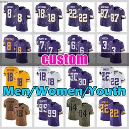 18 Justin Jefferson Football Jersey 15 Joshua Dobbs 3 Addison 87 T.J. Hockenson Minnesotas Vikings Danielle Hunter Myles Gaskin Lewis Cine TJ Christian Darrisaw CJ Ham