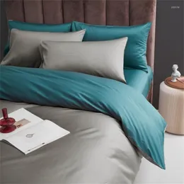 寝具セットソリッドカラーエジプト綿布団カバーフラットシート枕カバーEL品質600スレッドカウントベッドセットソフトシルキーリネン