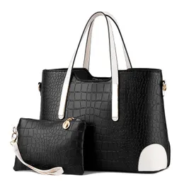 HBP Handväskor Purses Women Totes Bag Handbag Purse Set 2 stycken Väskor Composite Clutch Female Bolsa Feminina Black