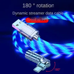 Streamowanie kabla danych o 180 stopni, kolorowy kabel danych technologii, kabel ładowania telefonu komórkowego z Androidem Typec